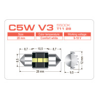 LED лампа AMS VISION C5W V3 T11 28 5500K